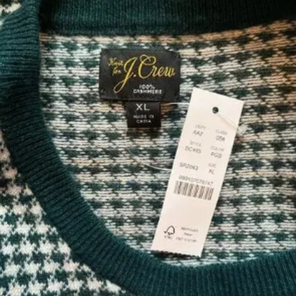 New J.CREW Knit Mens Cashmere Crew Neck Green Sweater XL - Picture 7 of 11